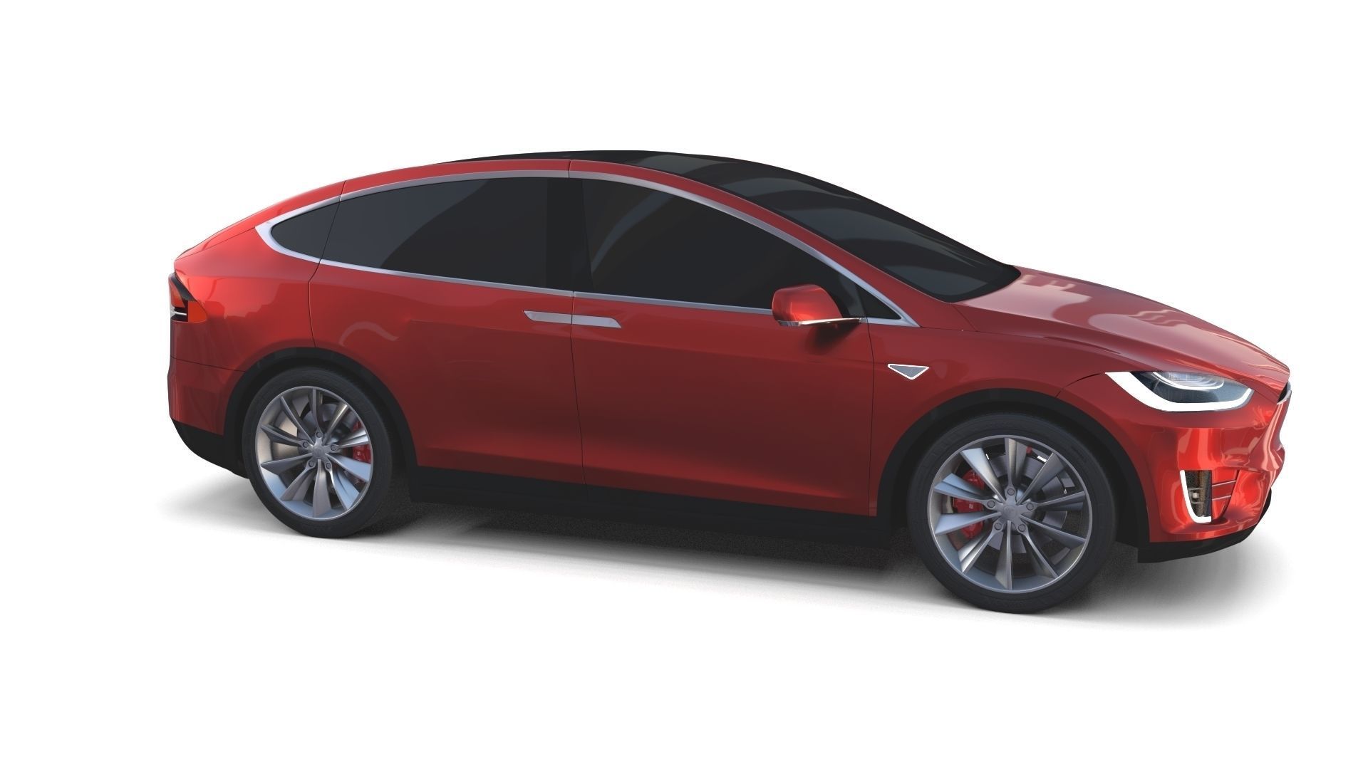 Tesla Model X Red 3D model_22