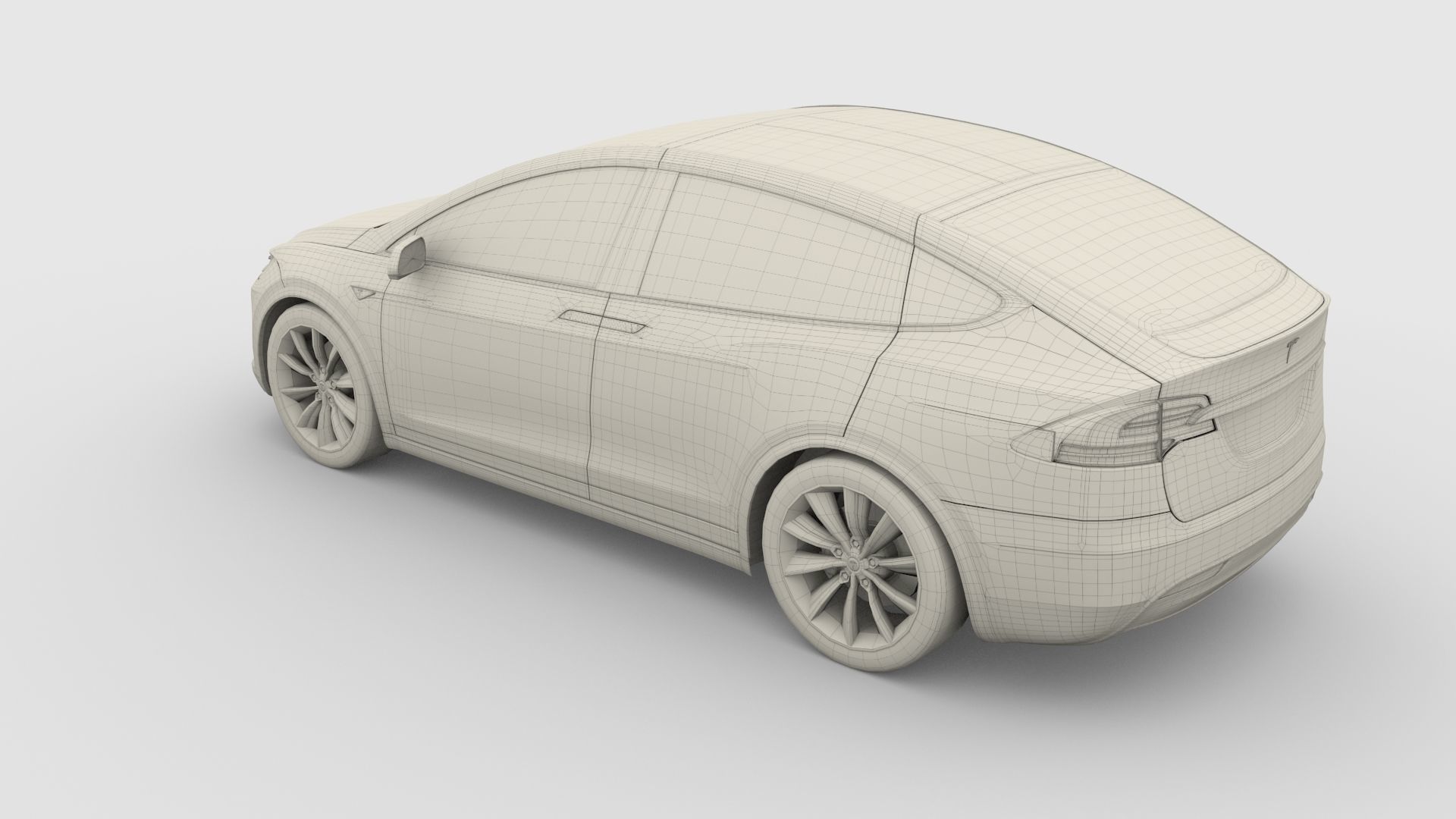 Tesla Model X Red 3D model_10