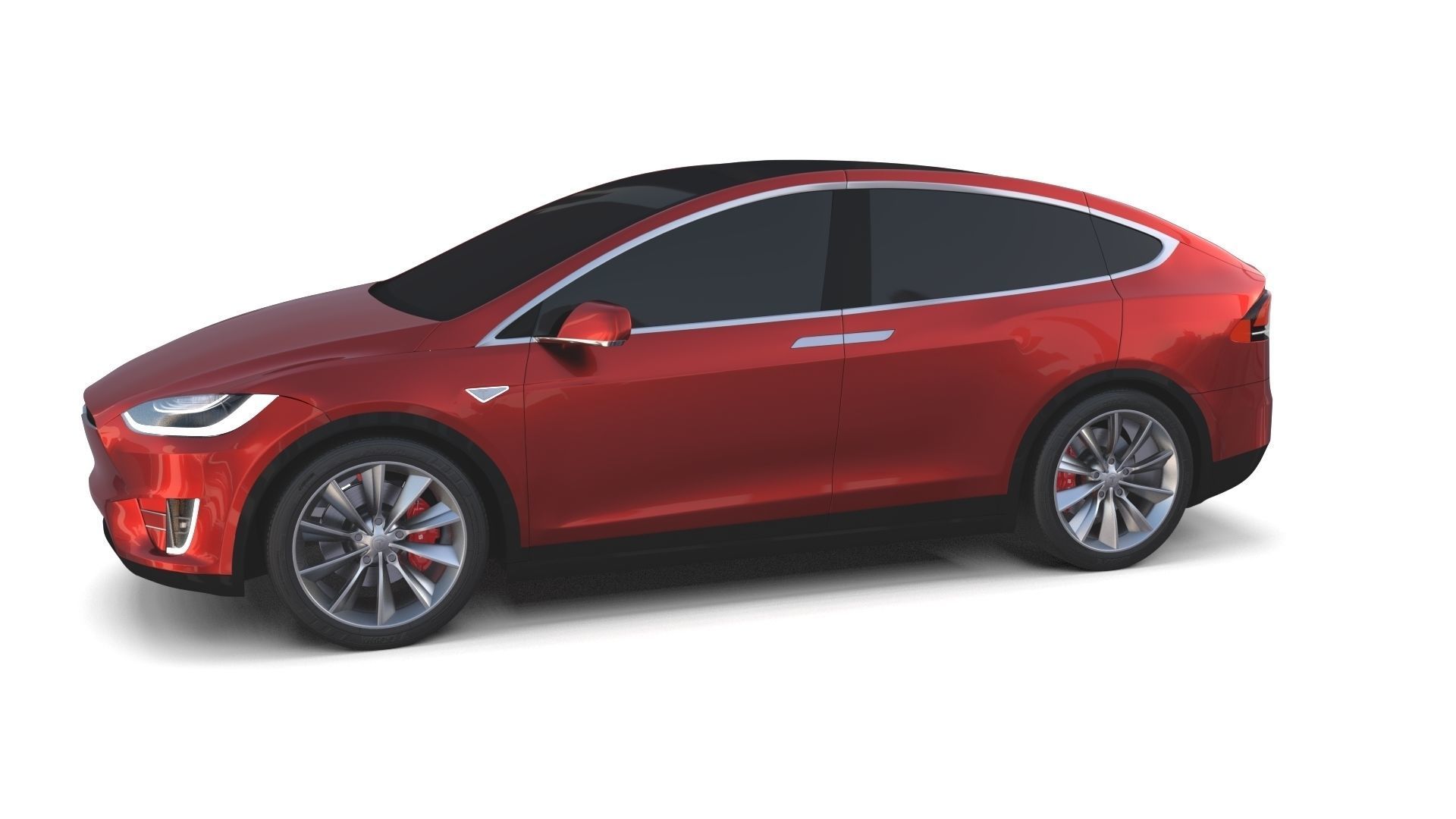 Tesla Model X Red 3D model_16