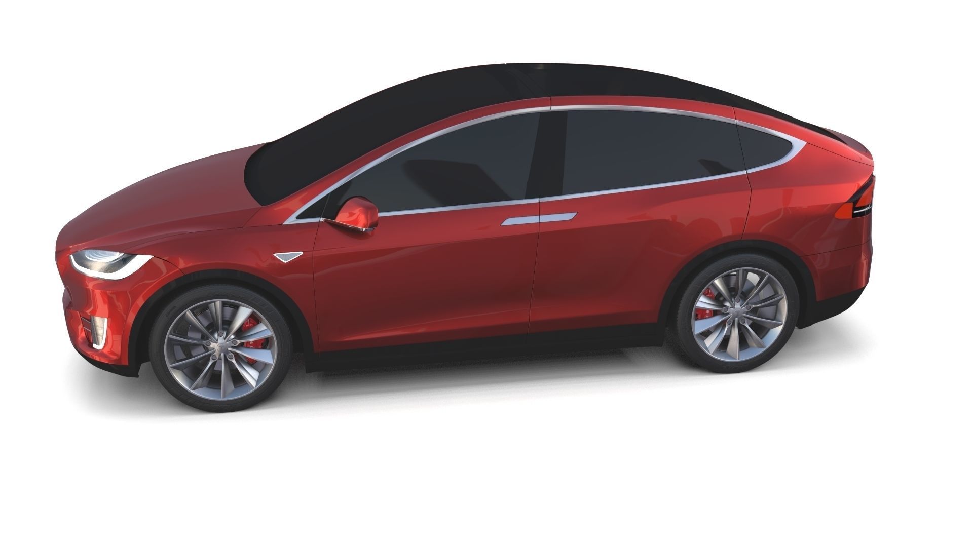 Tesla Model X Red 3D model_27