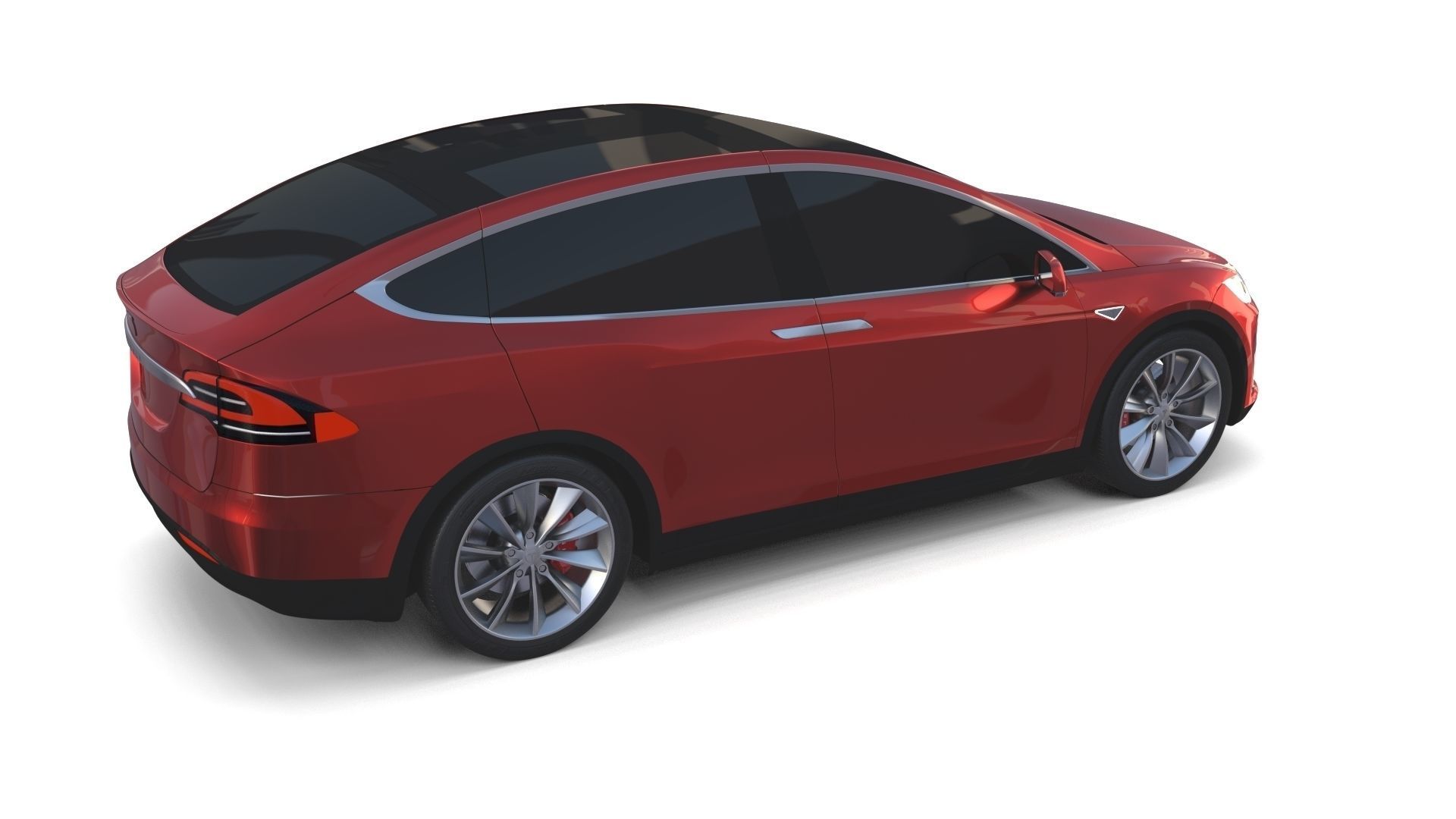 Tesla Model X Red 3D model_32