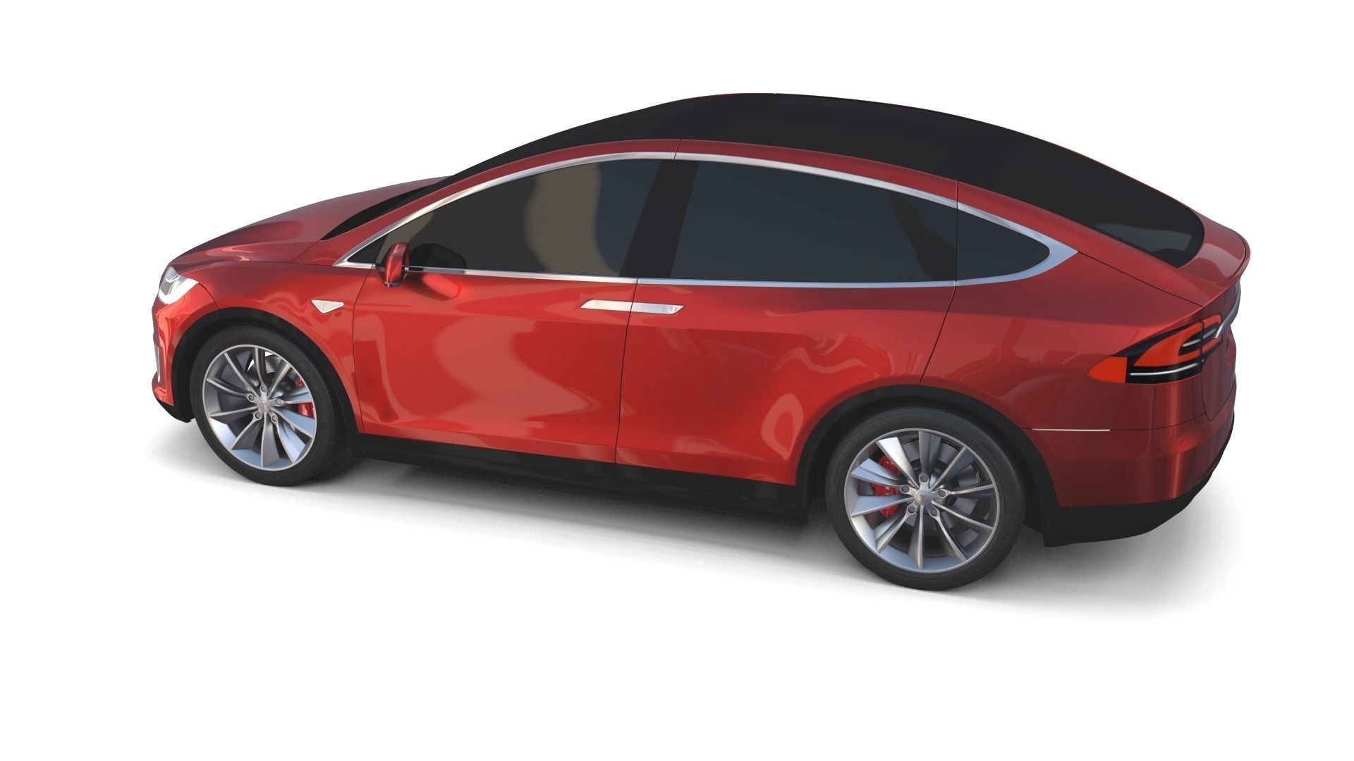Tesla Model X Red 3D model_26