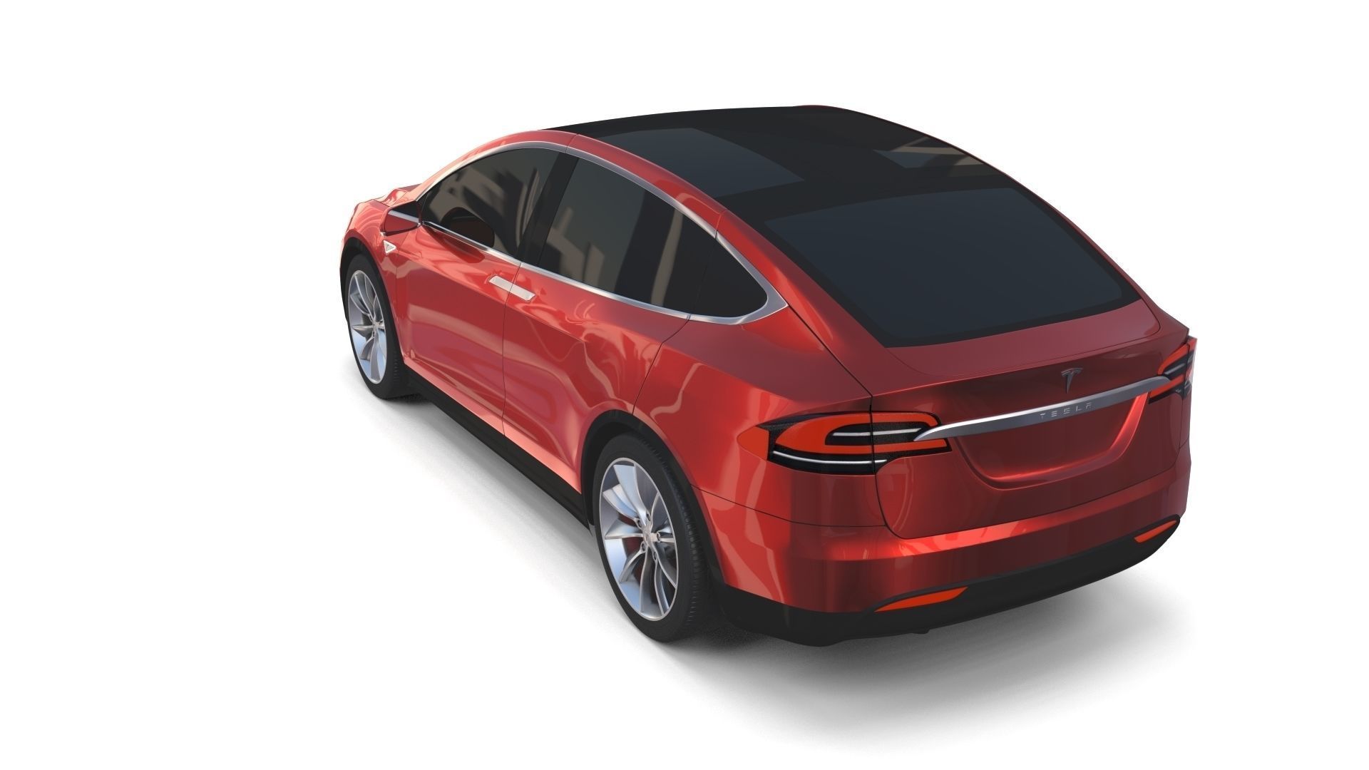Tesla Model X Red 3D model_28