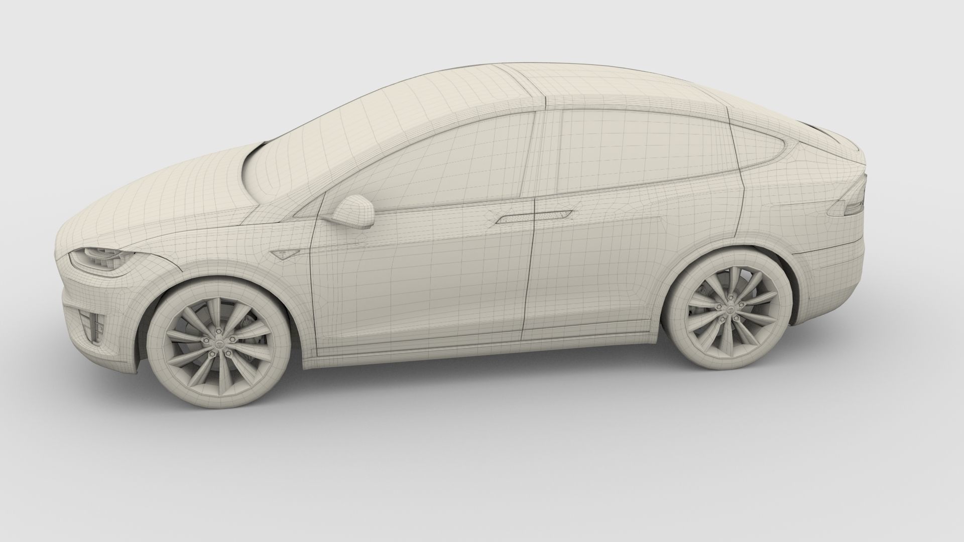 Tesla Model X Red 3D model_6