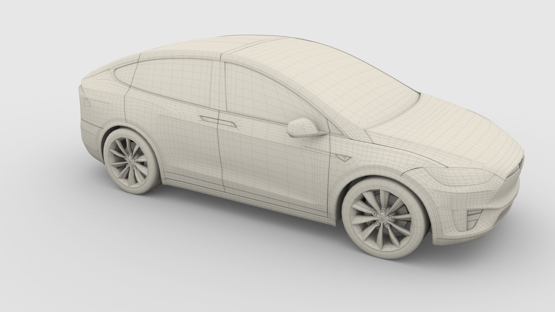 Tesla Model X Red 3D model_13