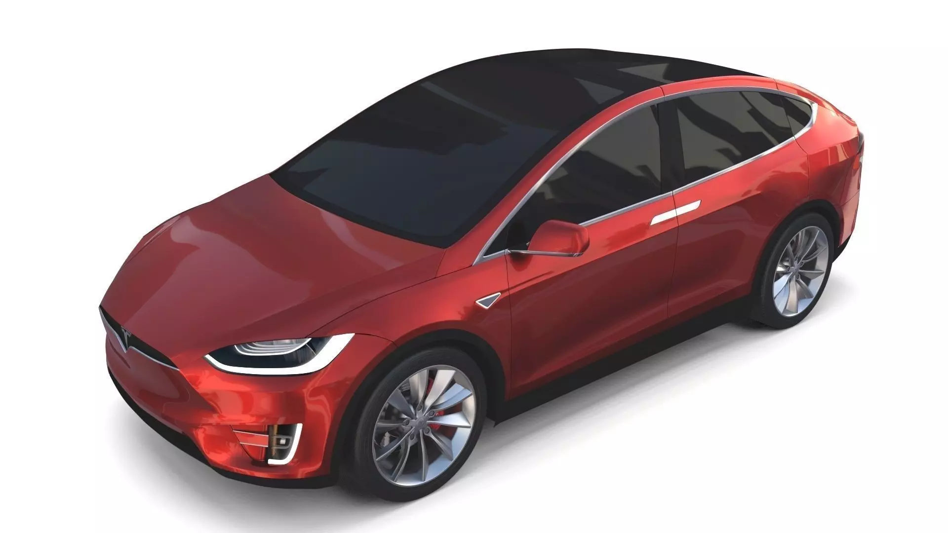 Tesla Model X Red 3D model_0