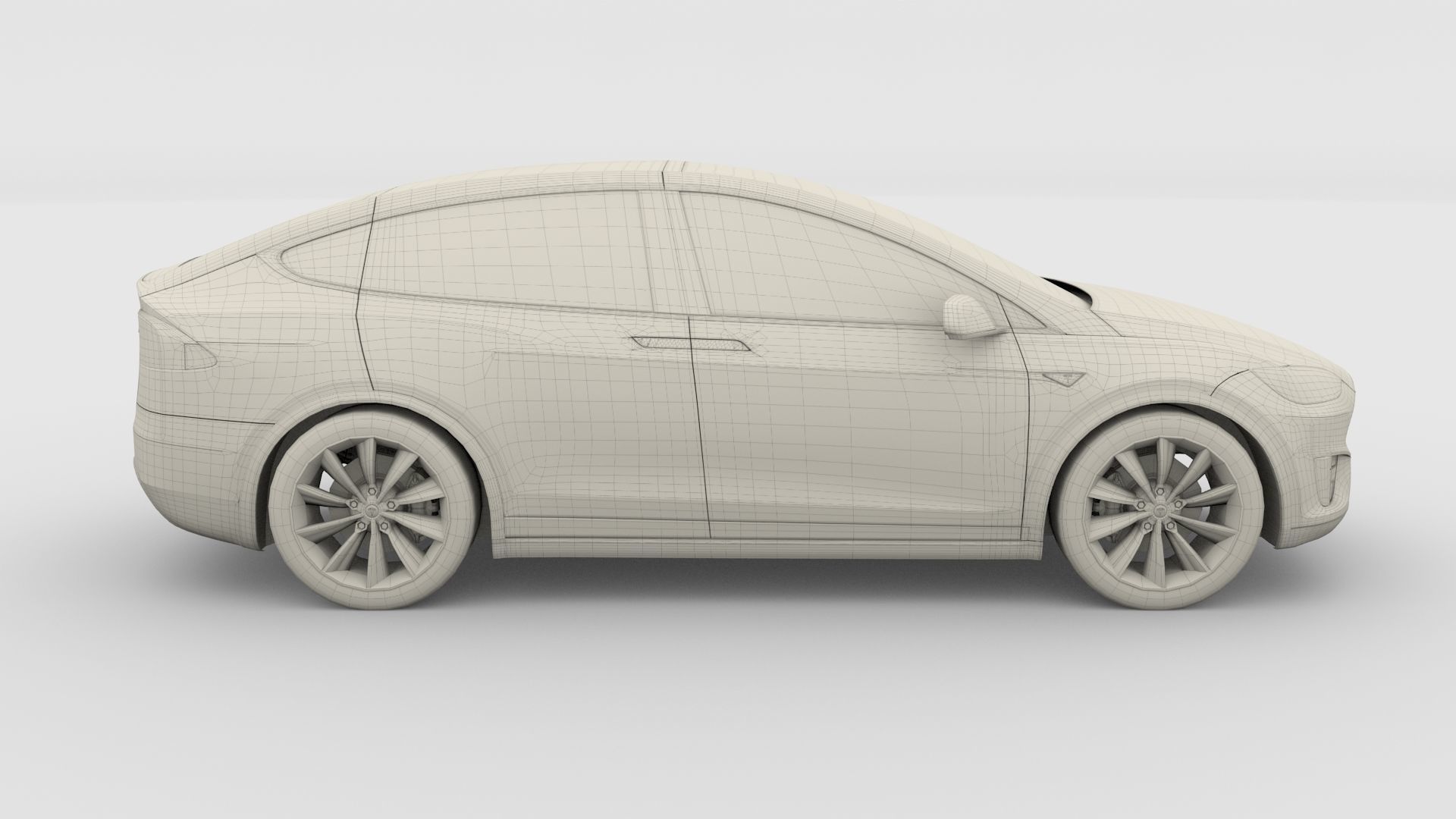 Tesla Model X Red 3D model_9