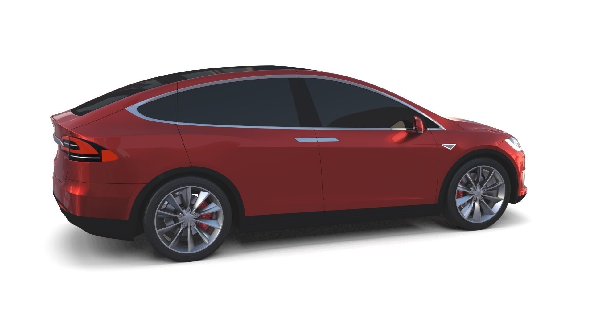 Tesla Model X Red 3D model_21