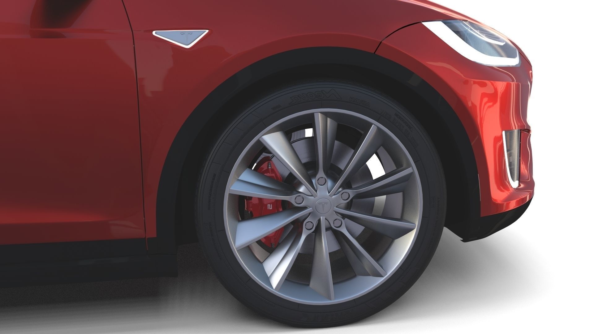 Tesla Model X Red 3D model_40