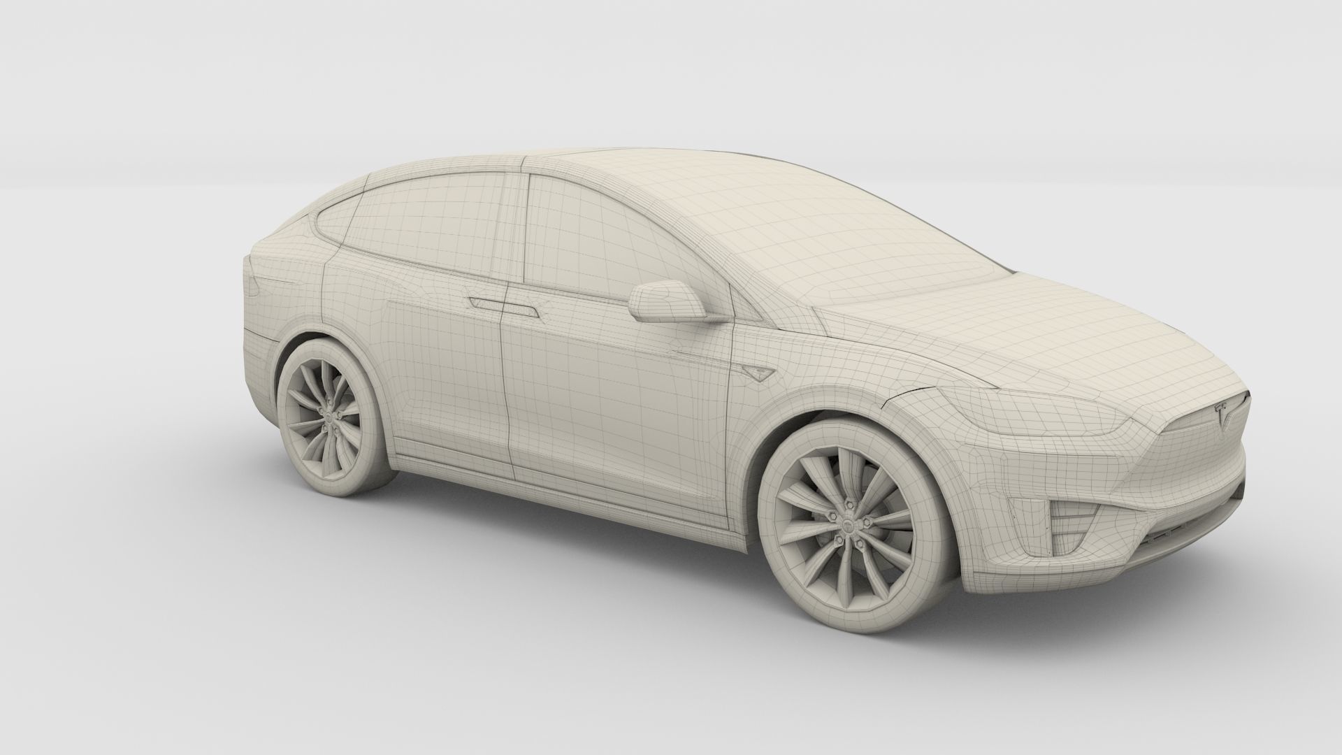 Tesla Model X Red 3D model_5