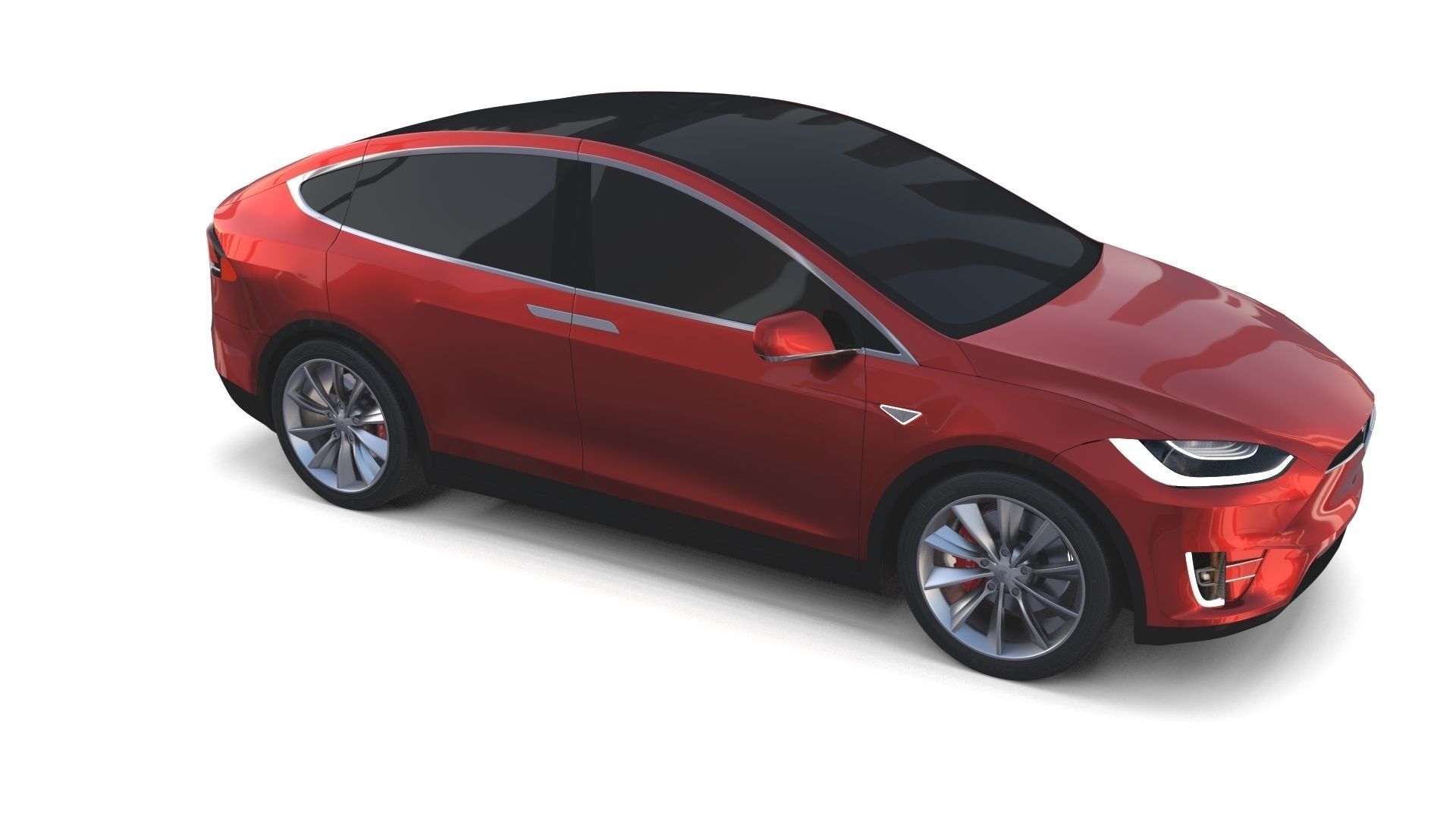 Tesla Model X Red 3D model_34