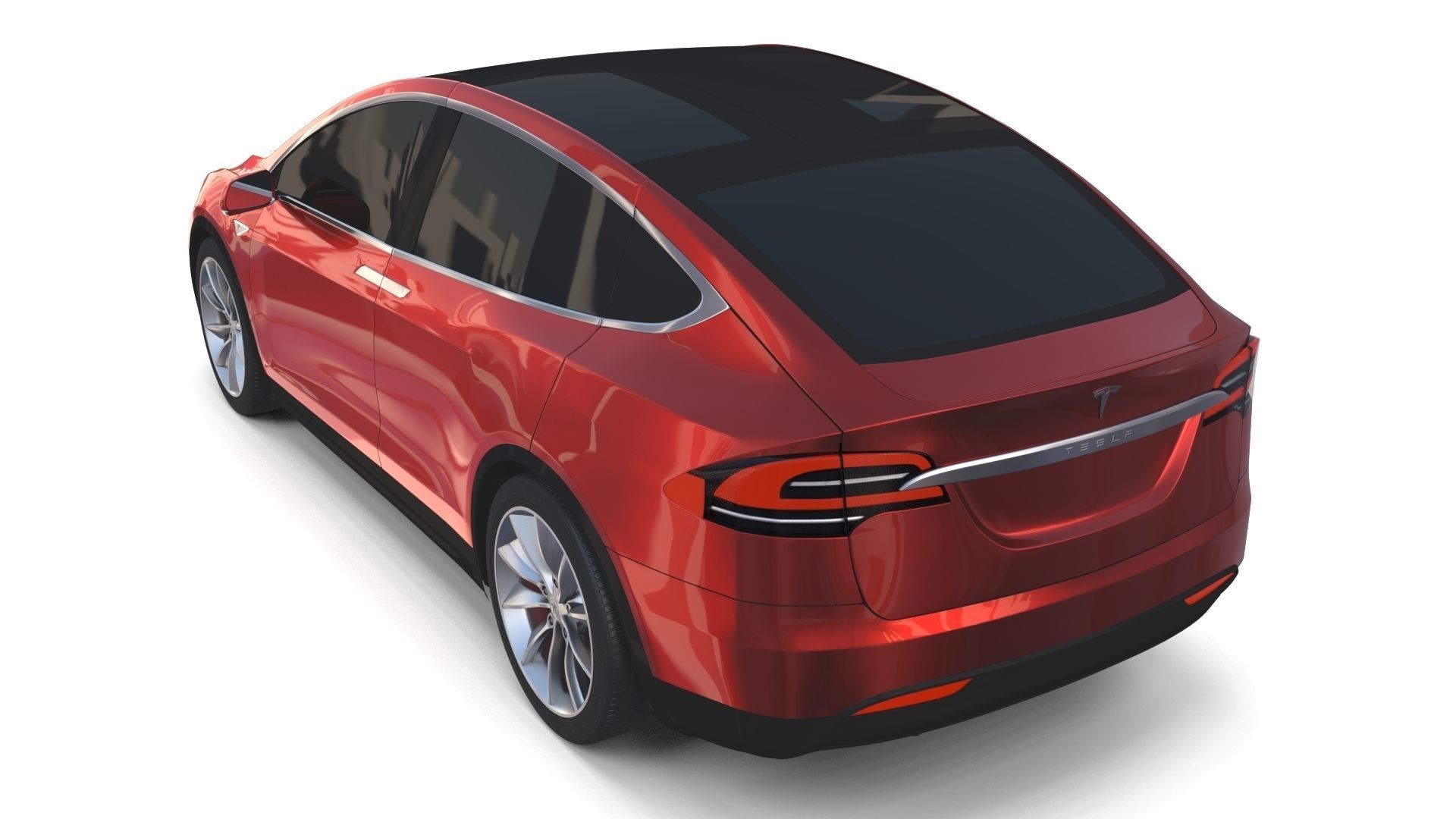 Tesla Model X Red 3D model_1