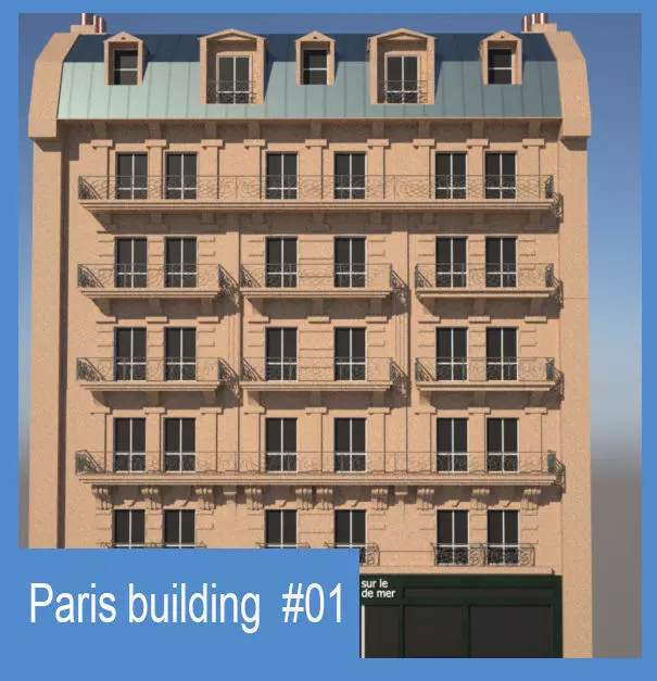 Paris Building 01 Low-poly 3D model_0