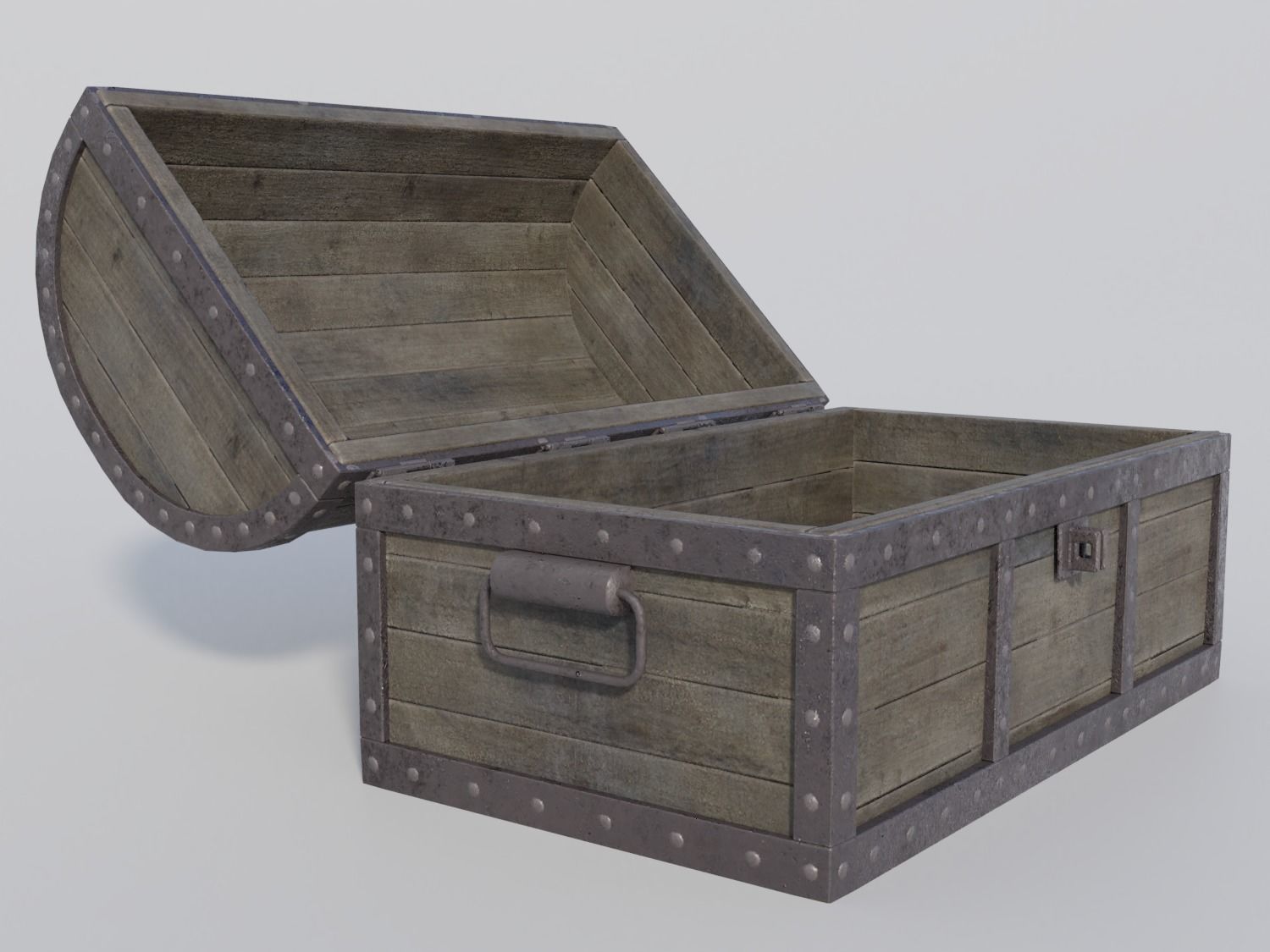 Empty Pirate Treasure Chest Low-poly 3D model_7