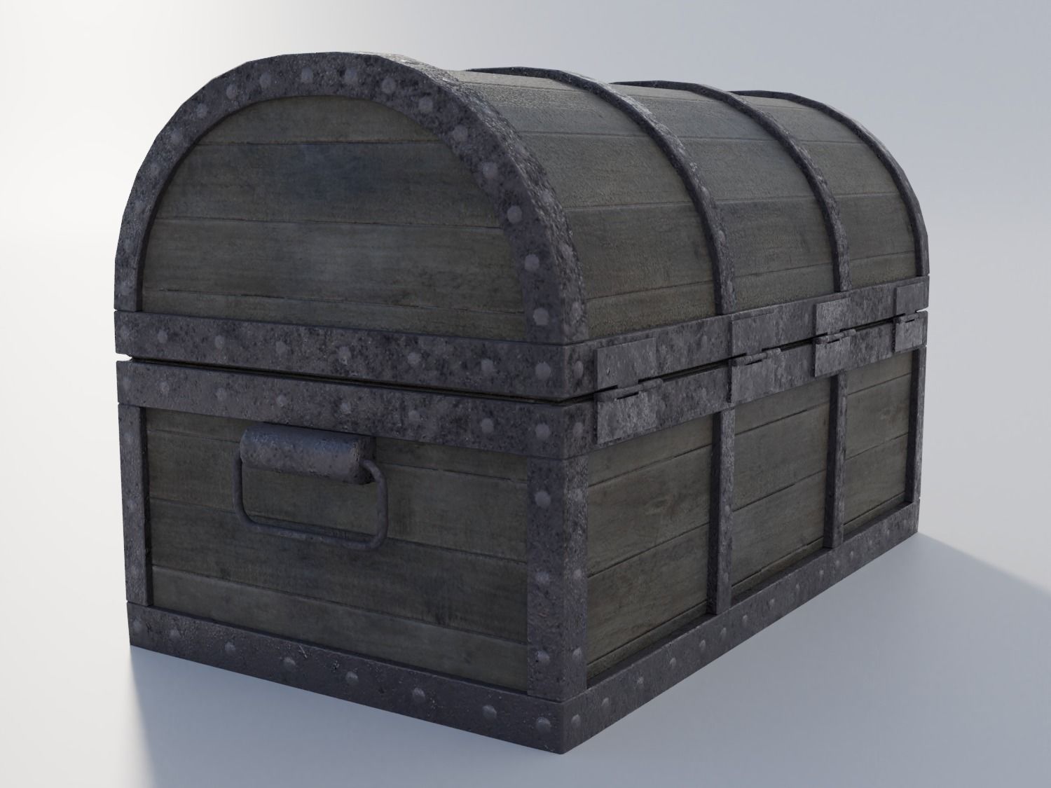 Empty Pirate Treasure Chest Low-poly 3D model_5