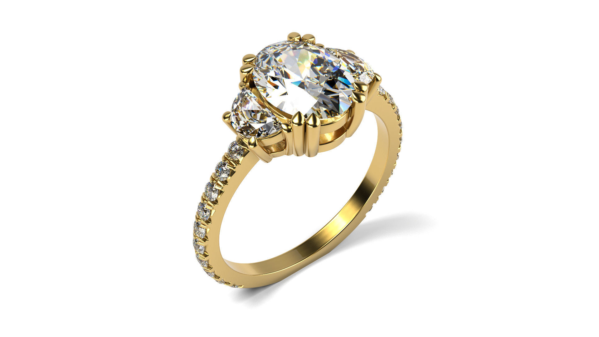 Two Half Moon Gems Ring 3D print model_1