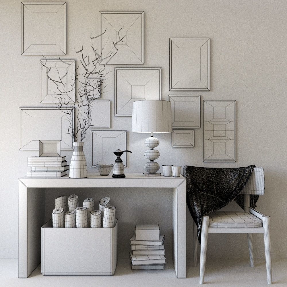 Set of Loft Tree 3D model_1