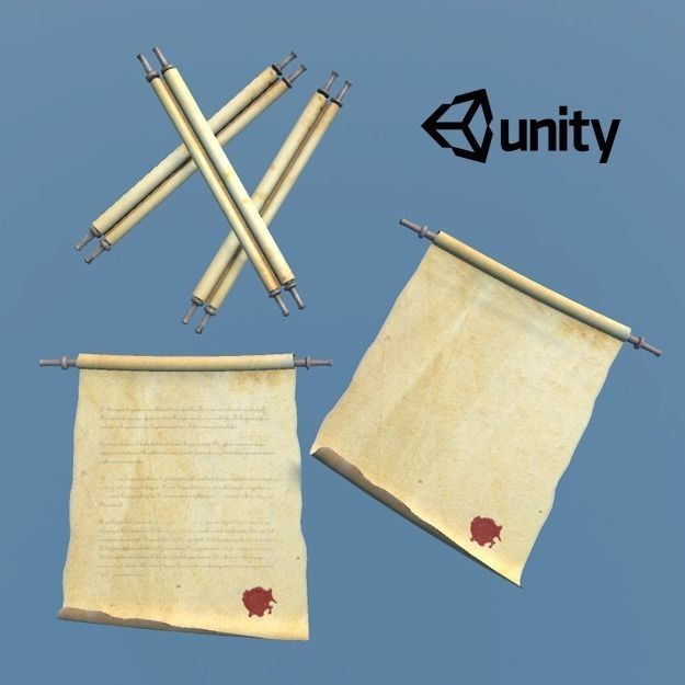 Medieval Scrolls Low-poly 3D model_1