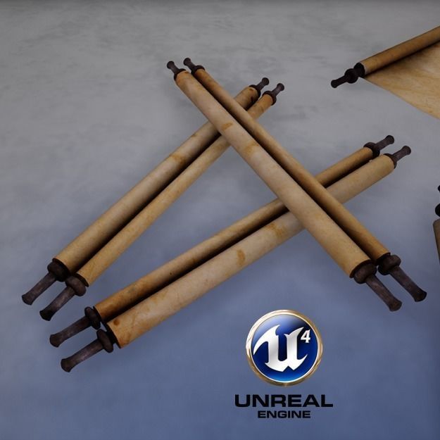 Medieval Scrolls Low-poly 3D model_5