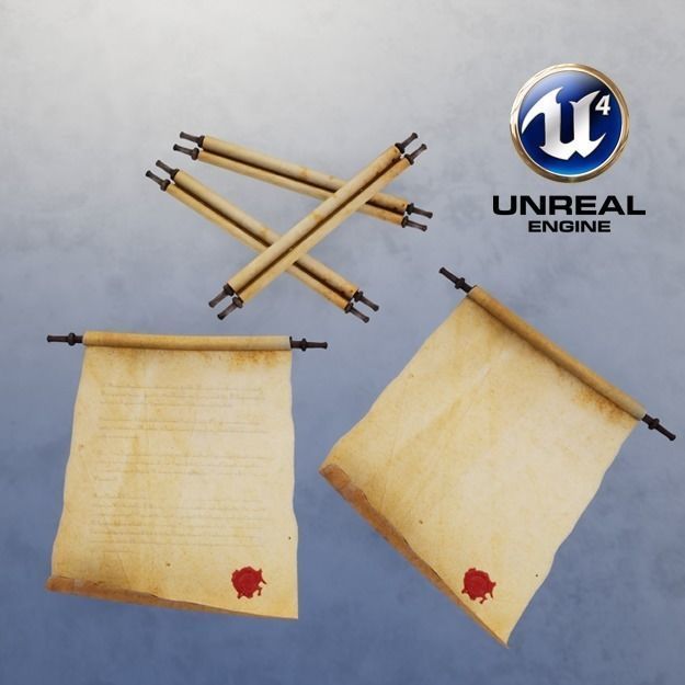 Medieval Scrolls Low-poly 3D model_3