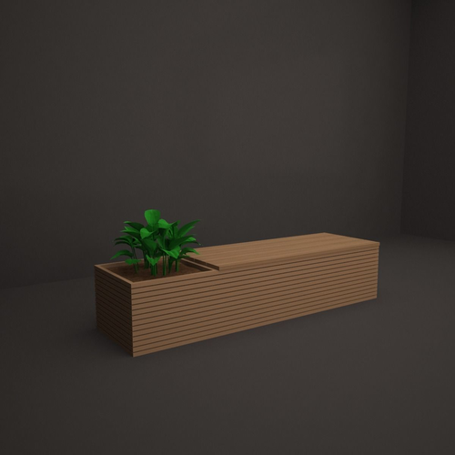 bench wooden box with plant in it