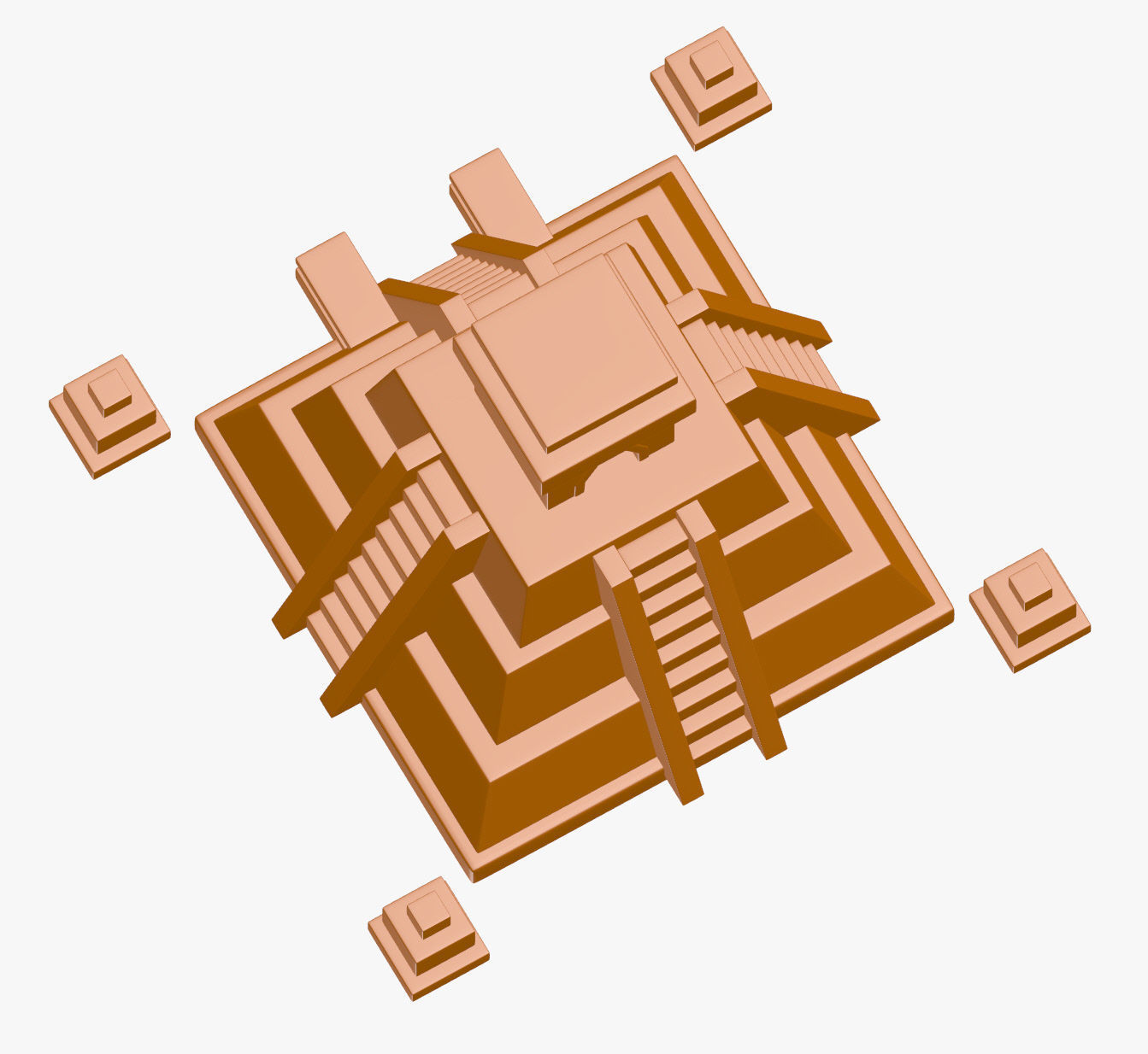 Mayan Temple 3D print model 3D print model_4