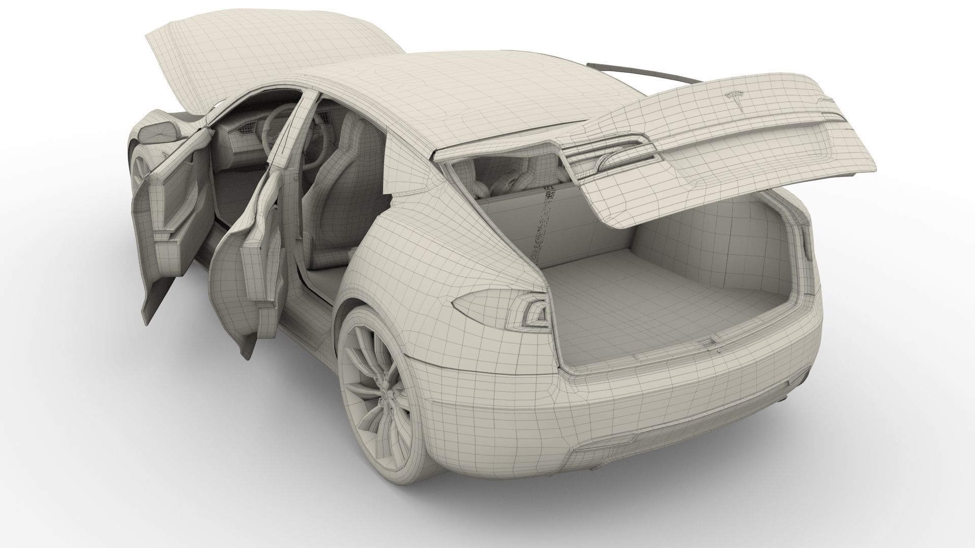 Tesla Model S 2016 Red with interior and chassis 3D model_56