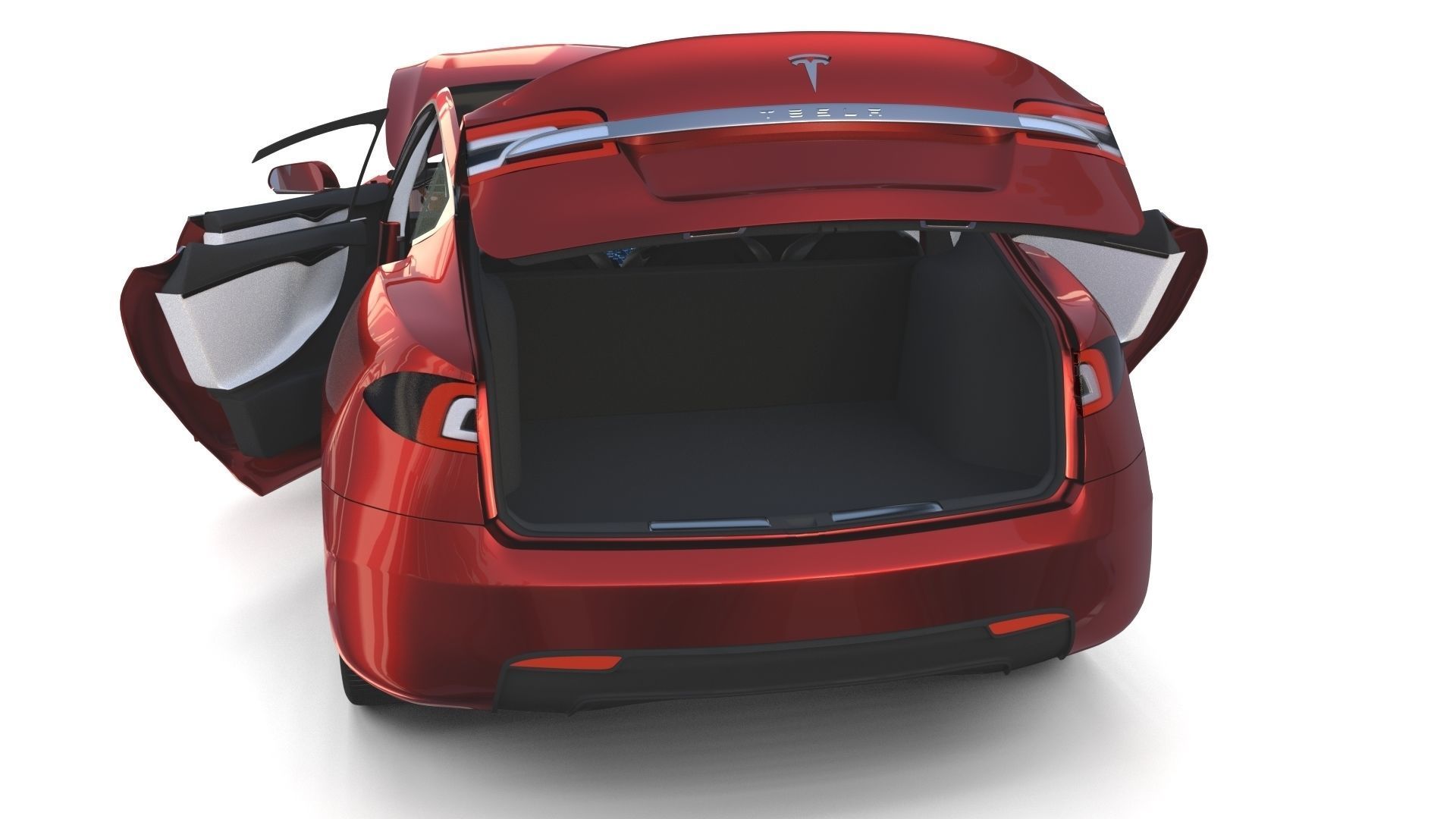 Tesla Model S 2016 Red with interior and chassis 3D model_15