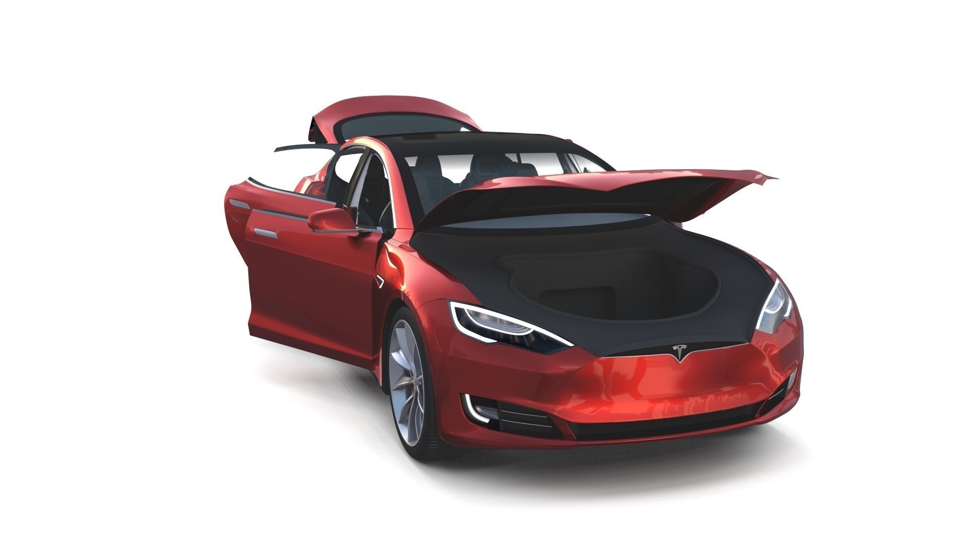 Tesla Model S 2016 Red with interior and chassis 3D model_5