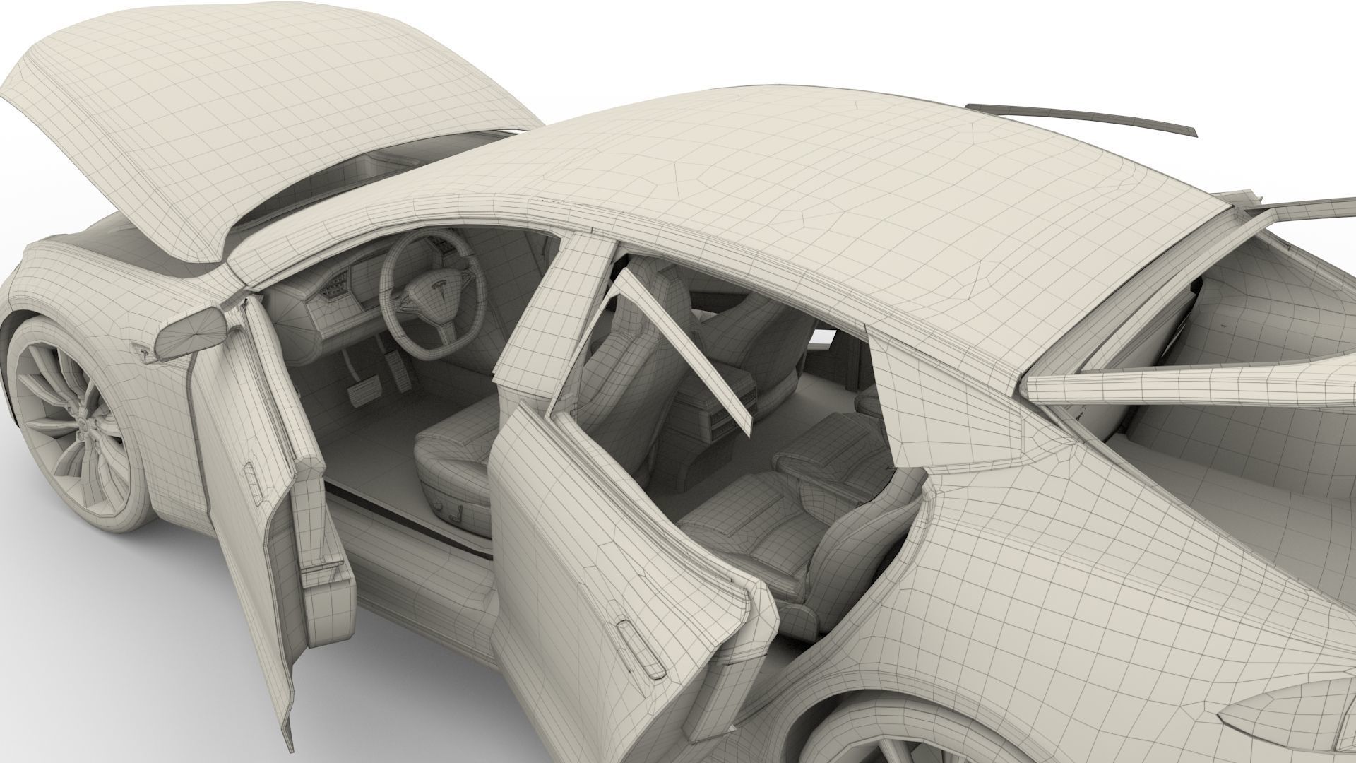 Tesla Model S 2016 Red with interior and chassis 3D model_61