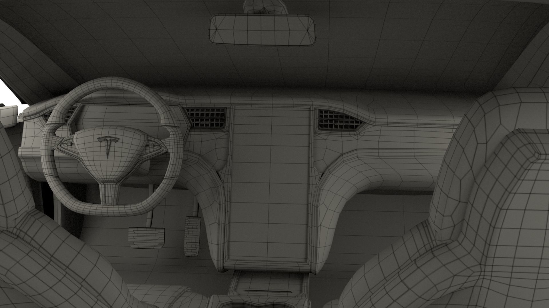 Tesla Model S 2016 Red with interior and chassis 3D model_64