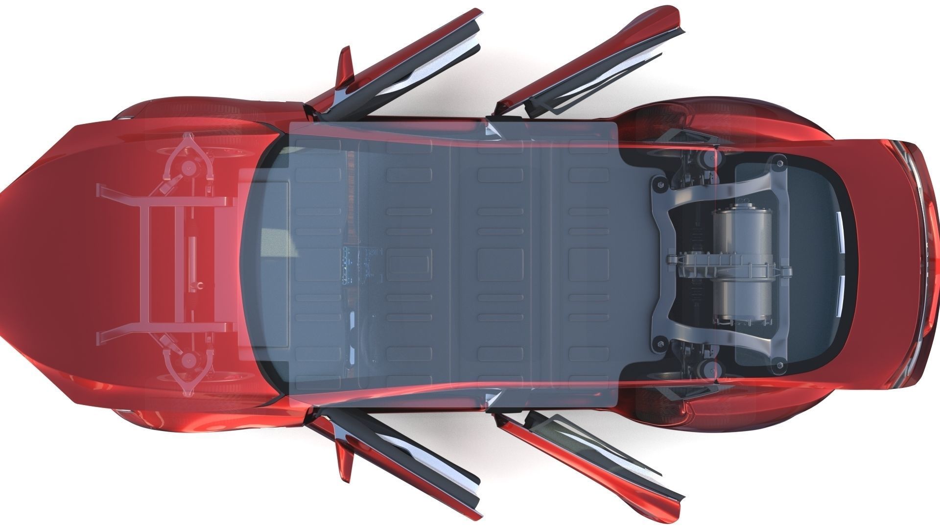 Tesla Model S 2016 Red with interior and chassis 3D model_32
