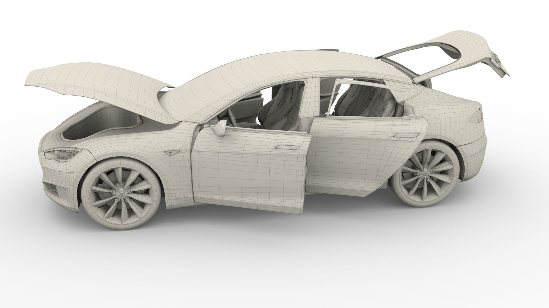 Tesla Model S 2016 Red with interior and chassis 3D model_41