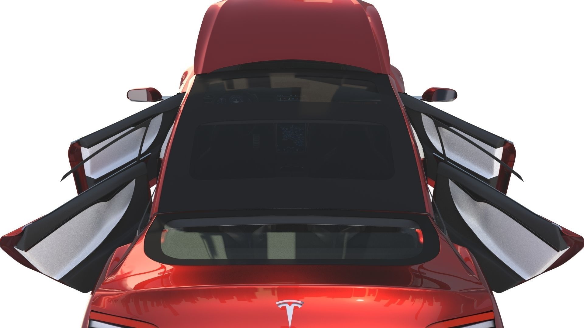 Tesla Model S 2016 Red with interior and chassis 3D model_17