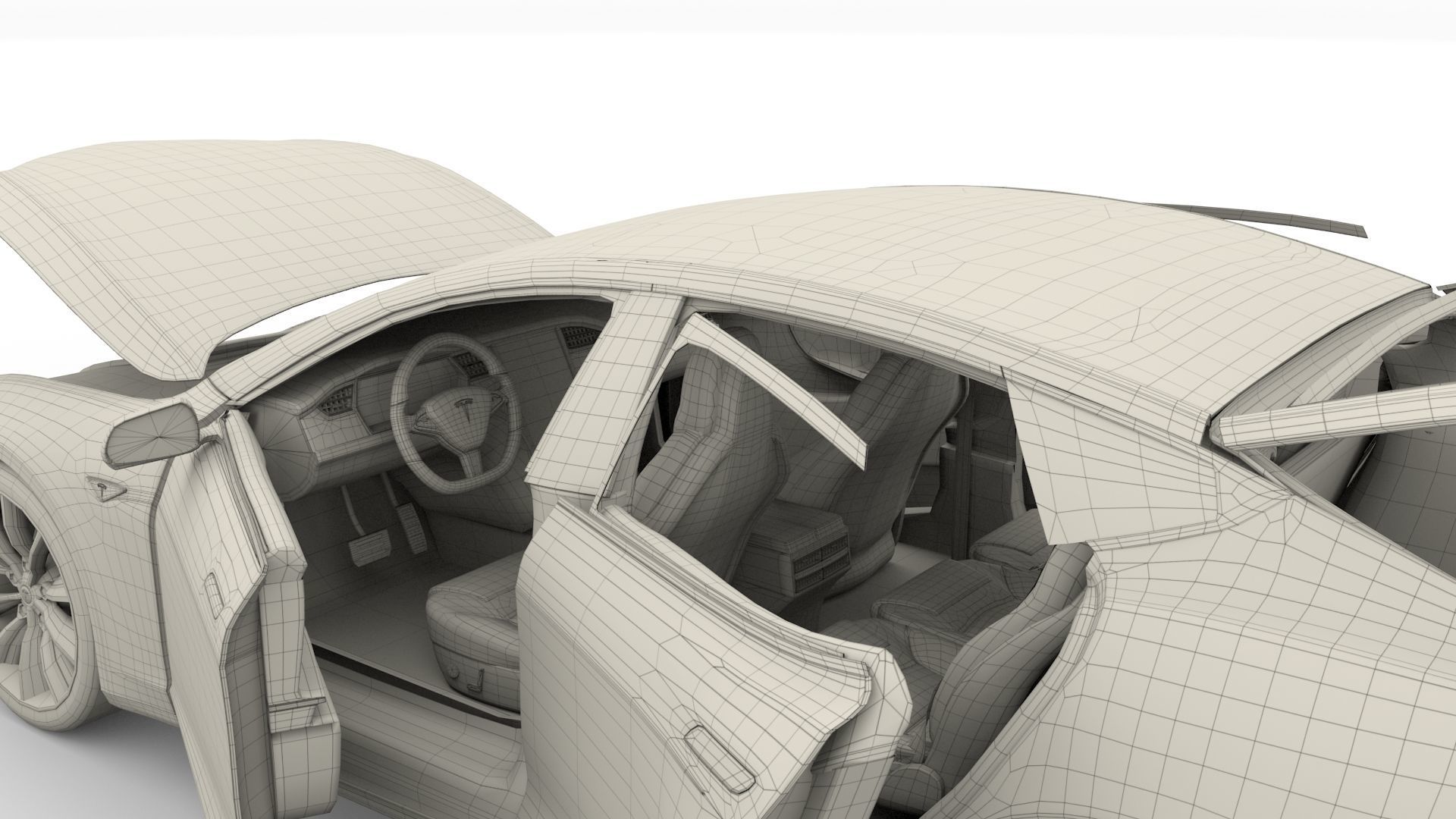 Tesla Model S 2016 Red with interior and chassis 3D model_57