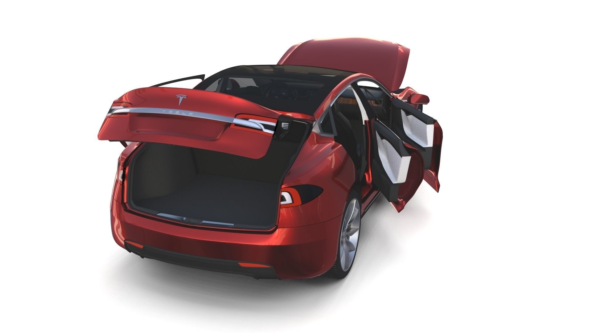 Tesla Model S 2016 Red with interior and chassis 3D model_8