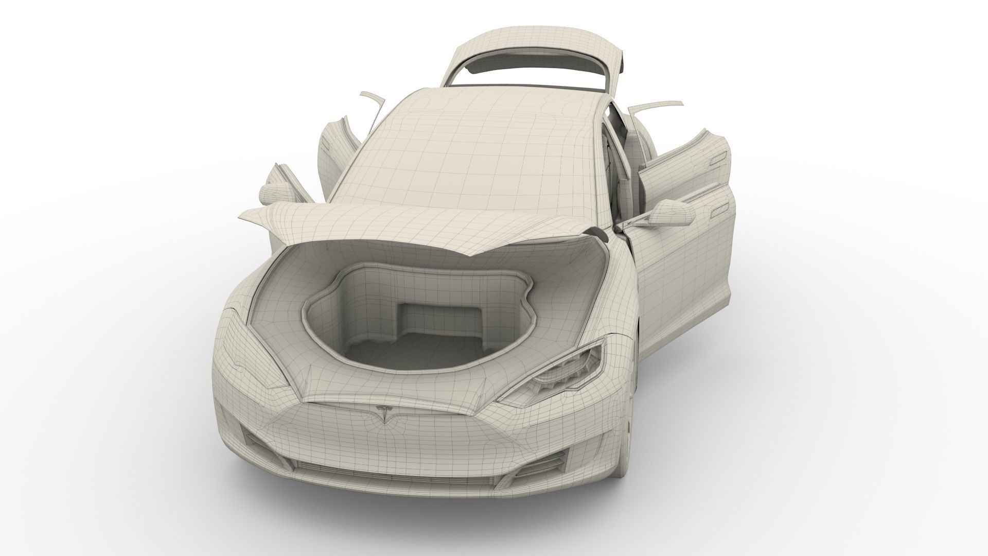 Tesla Model S 2016 Red with interior and chassis 3D model_40