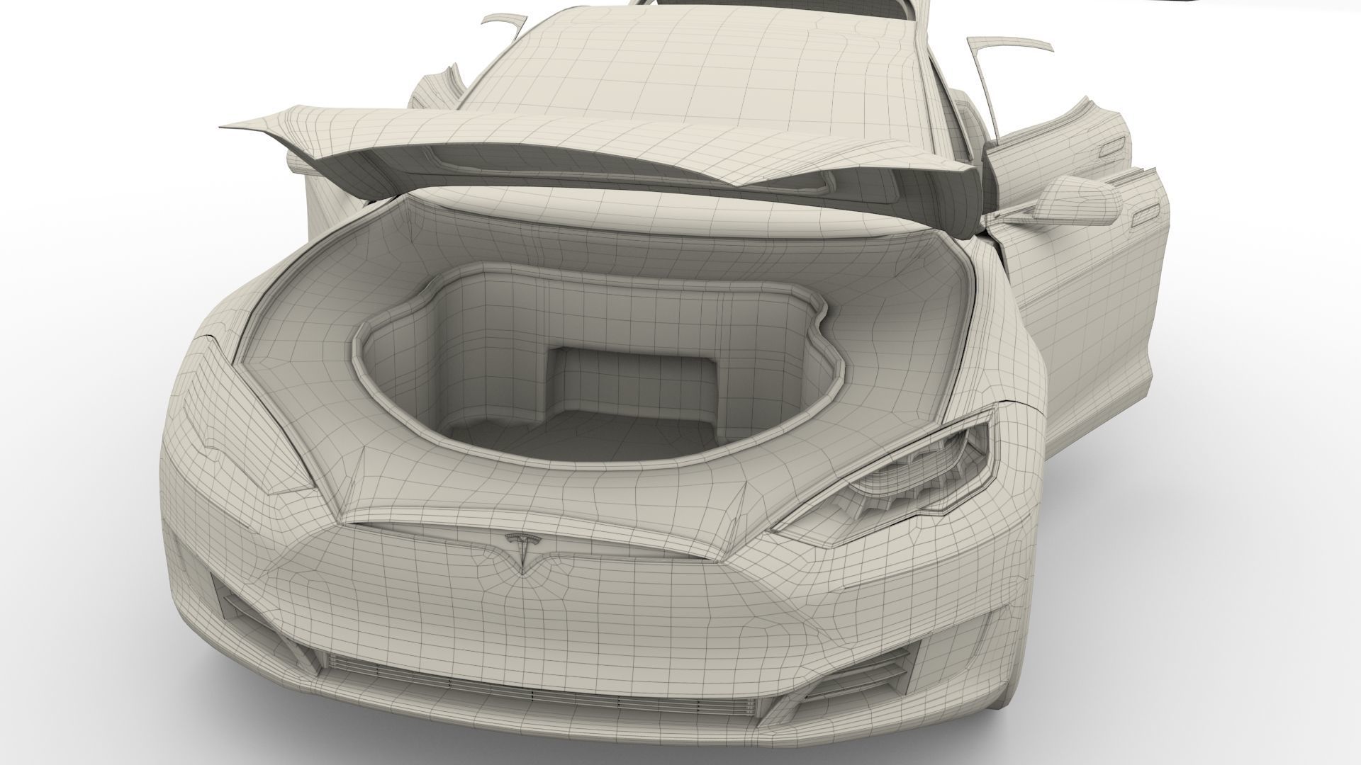 Tesla Model S 2016 Red with interior and chassis 3D model_48