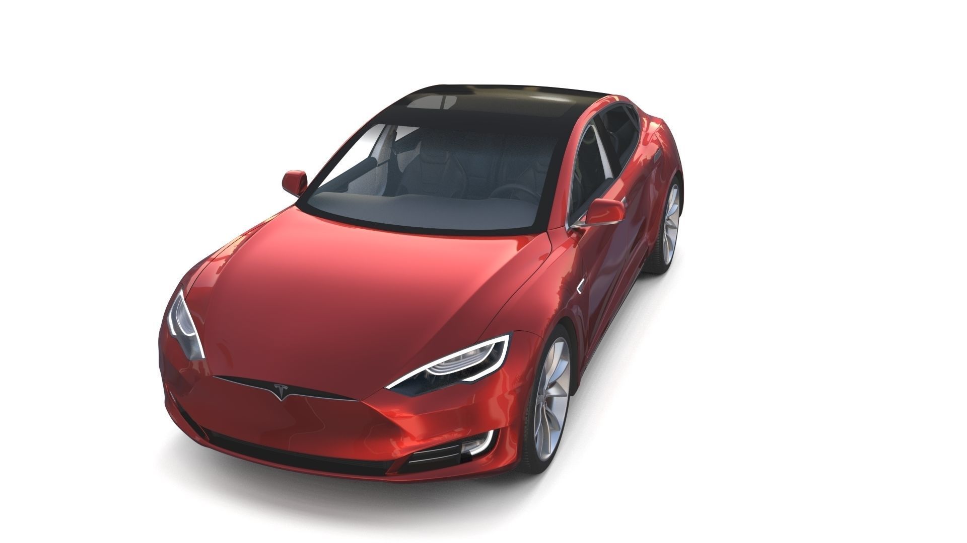 Tesla Model S 2016 Red with interior and chassis 3D model_81