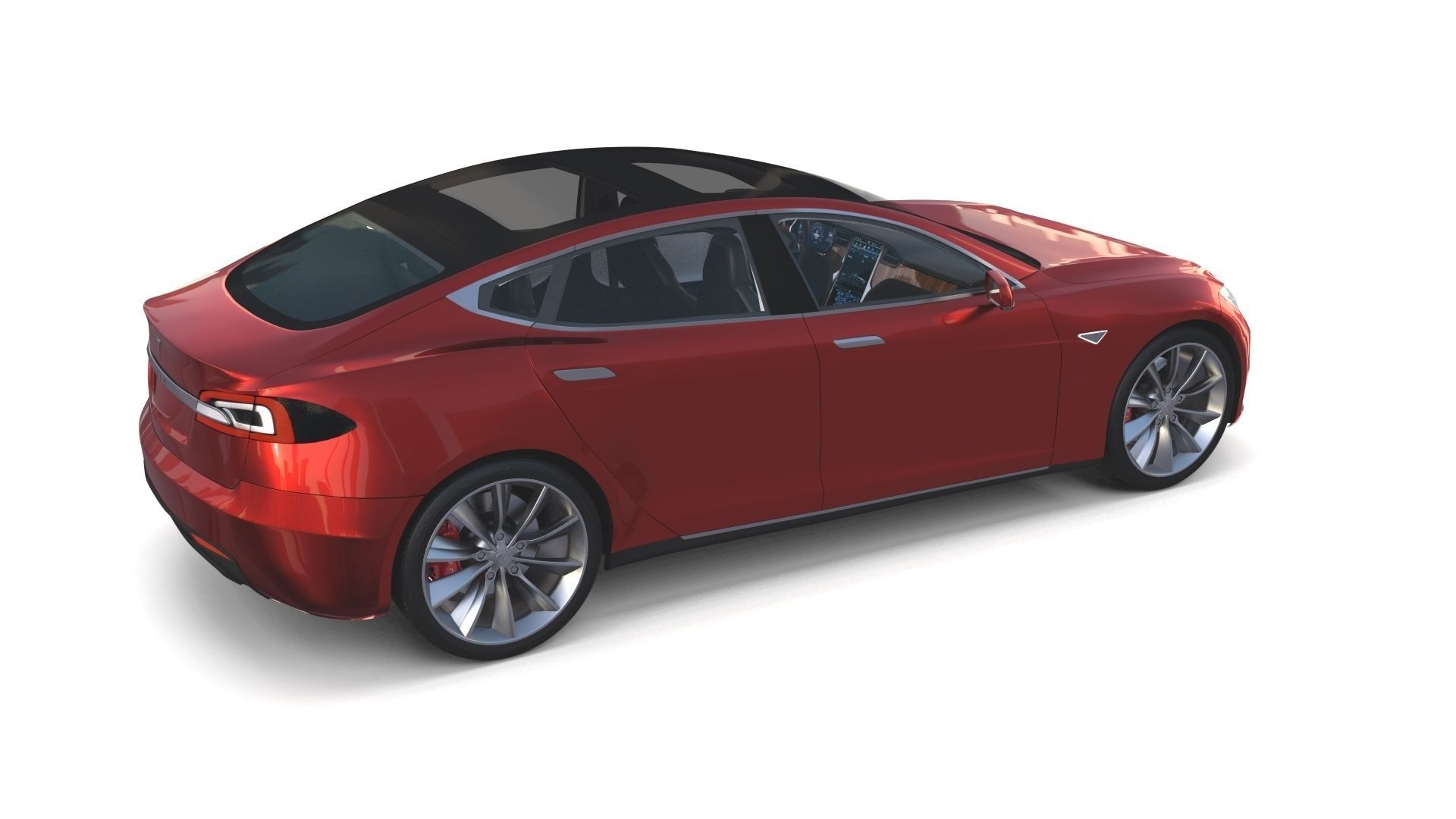 Tesla Model S 2016 Red with interior and chassis 3D model_84