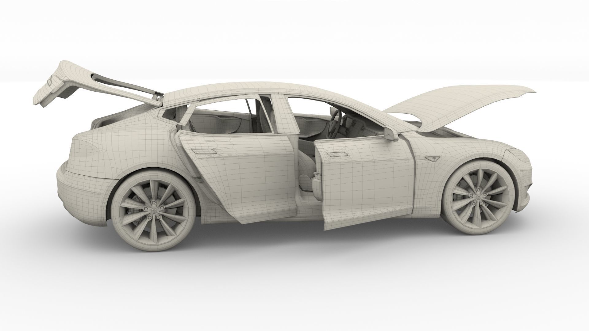 Tesla Model S 2016 Red with interior and chassis 3D model_39
