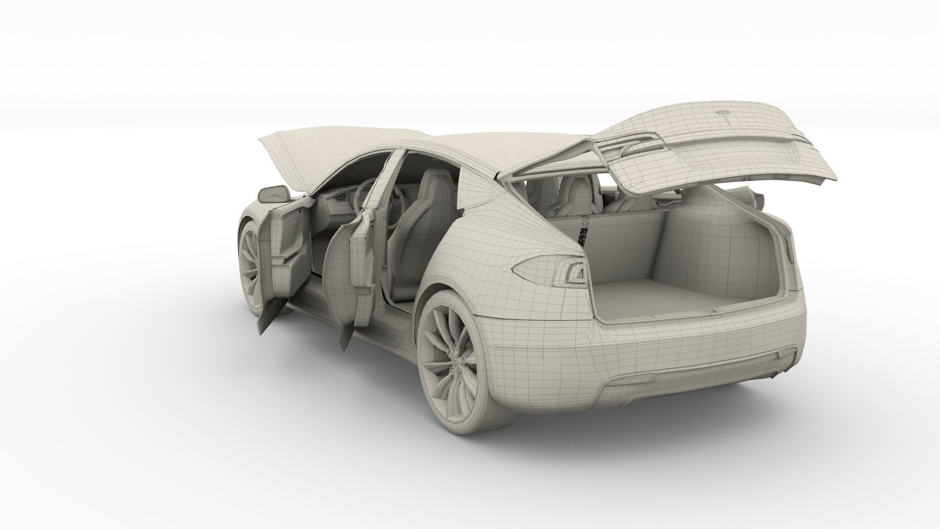 Tesla Model S 2016 Red with interior and chassis 3D model_36