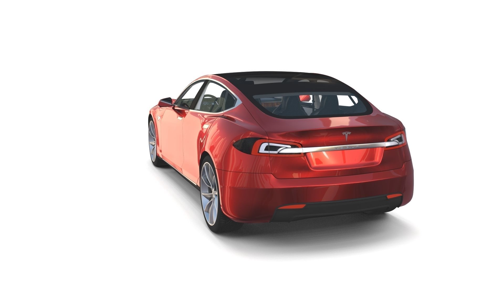 Tesla Model S 2016 Red with interior and chassis 3D model_76