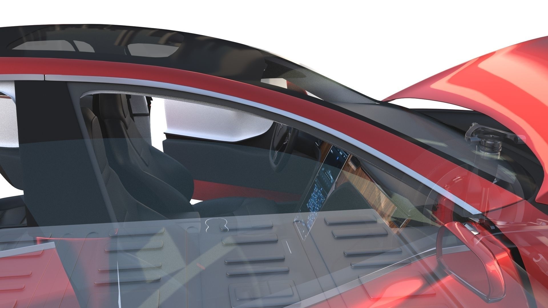 Tesla Model S 2016 Red with interior and chassis 3D model_37