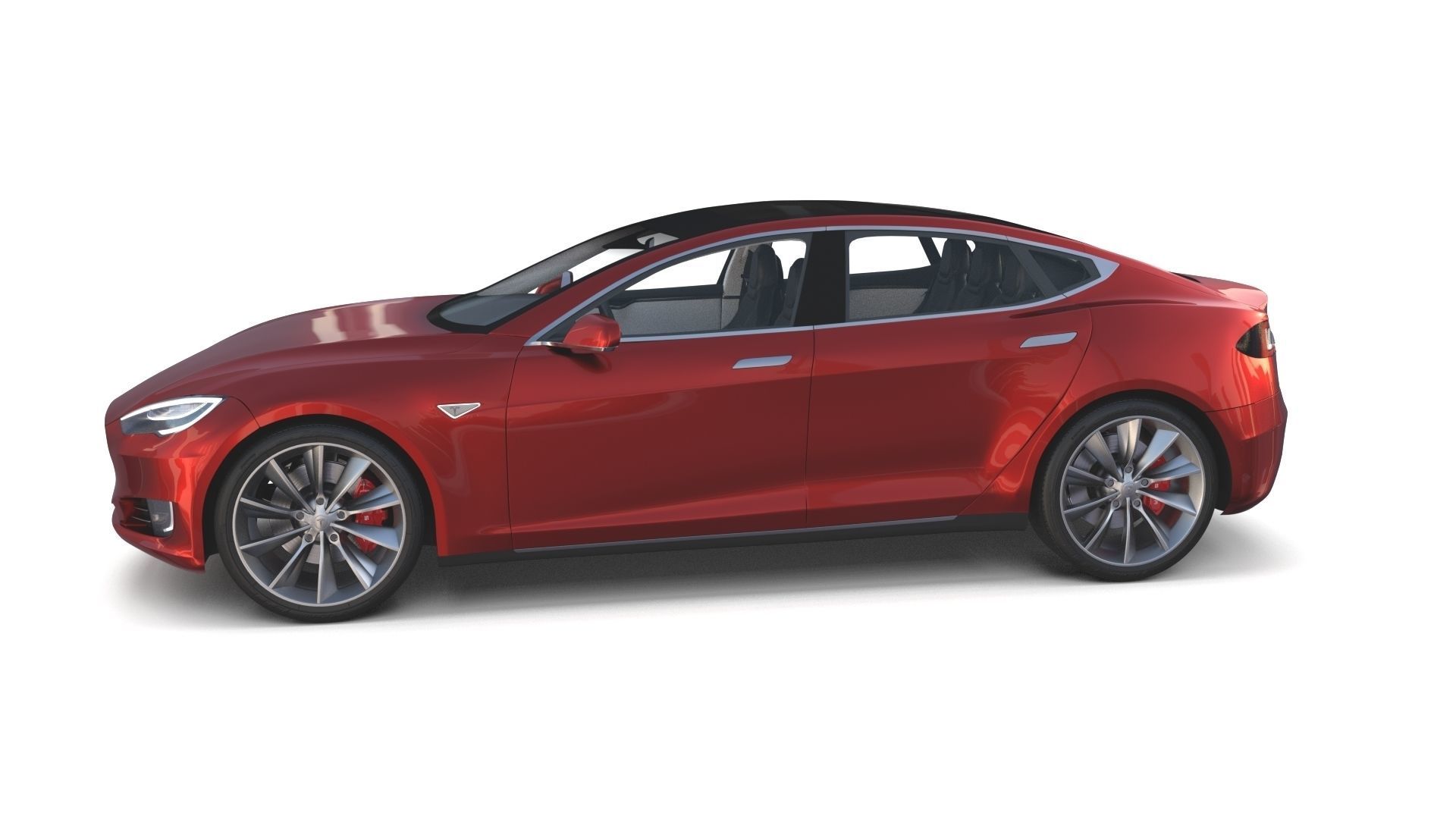 Tesla Model S 2016 Red with interior and chassis 3D model_72