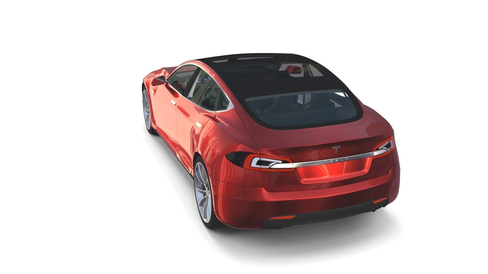 Tesla Model S 2016 Red with interior and chassis 3D model_82