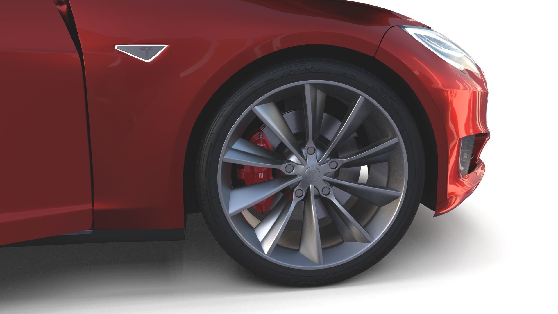 Tesla Model S 2016 Red with interior and chassis 3D model_16