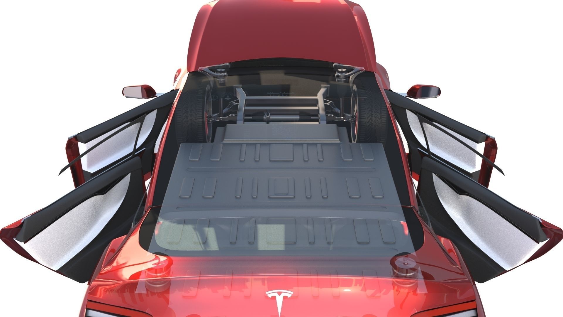 Tesla Model S 2016 Red with interior and chassis 3D model_33