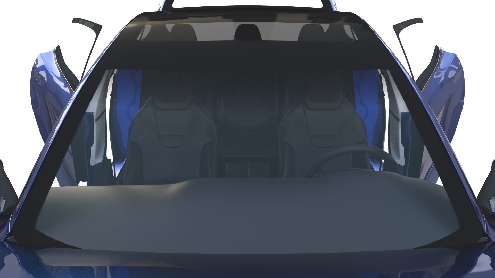 Tesla Model S 2016 Blue with interior and chassis 3D model_52