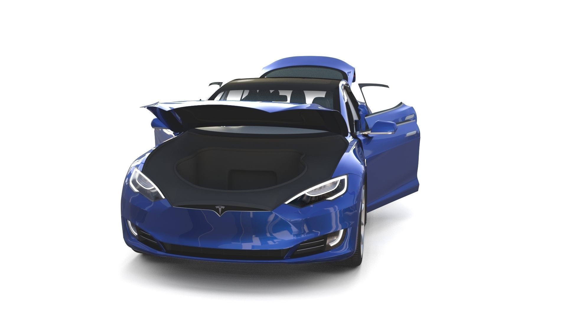 Tesla Model S 2016 Blue with interior and chassis 3D model_27